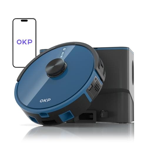 OKP L3 Robot Vacuum Self Emptying Station for 60 Days, LiDAR Navigation, 200Min,4000Pa Suction, 2.4G WiFi/App/Alexa Control, Robotic Vacuum for Pet Hair, Carpet, Floors,Blue