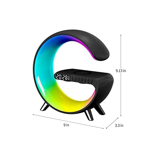 BKDRL Bluetooth Speaker Wireless Charger with Portable Small Mini Speaker,Wireless Atmosphere Lamp,Multifunctional RGB Night Light Alarm Clock & Charging Station,App Control (Black) (ZORAST-803) 7