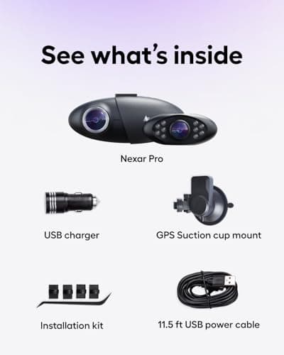 Nexar Pro Dual Dash Cam - 1 Year App Subscription Included - Unlimited Cloud Storage, Drive Recordings, Parking Mode, Night Vision, All Inside The Nexar App - WiFi HD Front Dash Cam (256 GB SD) 7