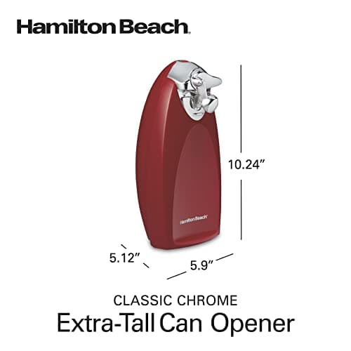 Hamilton Beach Electric Automatic Can Opener with Auto Shutoff, Knife Sharpener, Cord Storage, and SureCut Patented Technology, Extra-Tall, Red 8