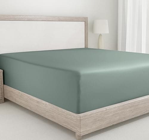 California Design Den Twin XL Bed Fitted Sheet, Soft 400 Thread Count 100% Cotton Deep Pocket Bottom Sheet, Durable Sateen Weave for Dorms (Twin XL, Sage Green)