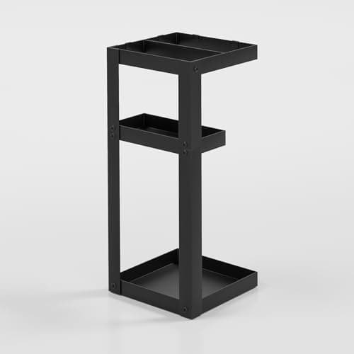 Kawaiita Umbrella Stand, Steel Umbrella Holder Rack with Small Shelf, for Entryway, Office, 4 Hooks, Black 6