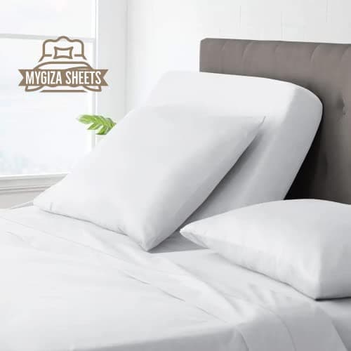 Split Top King Fitted Sheet for Adjustable Bed, 100% Giza Cotton, 34" Flex Head, 1 Pc (White) 7