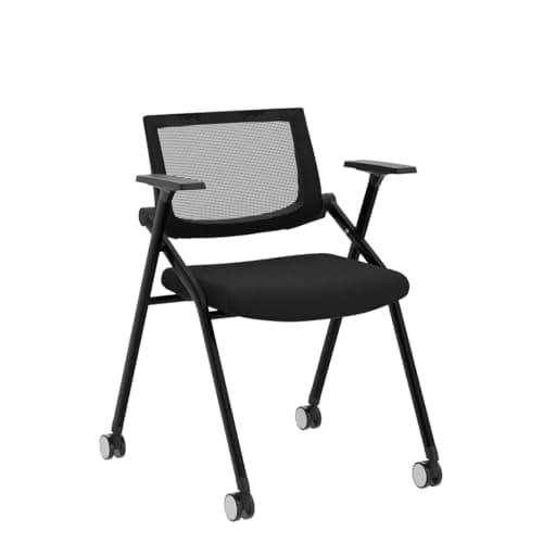 BROBRIYO 2 Pack Stackable Conference Room Chairs with Wheels and Paddle, Ergonomic Mesh Back and Arms for Meeting, Conference, Reception, Training Room & Home Office Desk Folding Chairs 5