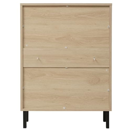 ZeHuoGe Rattan Shoe Cabinet with 2 Flip Drawers, Narrow Hidden Entrance Hallway Free Standing Shoe Rack for Heels, Slippers (Natural) 8