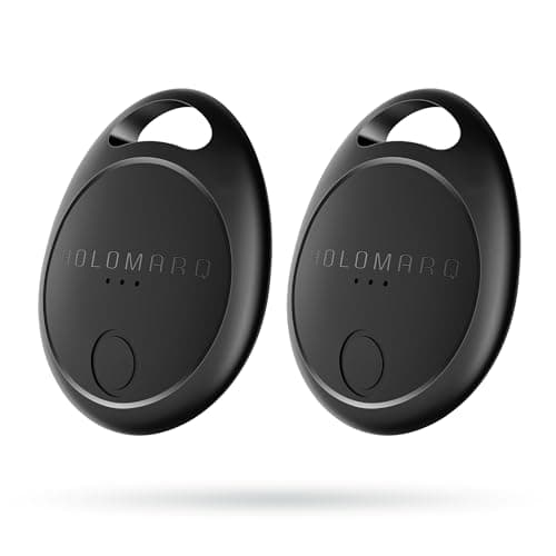 HOLOMARQ Tags-2 Pack Air Tracker, Trackers Like Airtgas, Luggage Tracker Works with Apple Find My [ iOS ONLY ], Key Finder Locator with Sound, 0.3oz, for (Car) Keys, Backpack, Pets (Black)