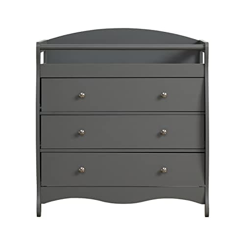 Karl home Changing Table Dresser Baby Diaper Changing Station Infant Nursing Table with 3 Drawers, Safety Rail & Strap for Bedroom, Nursery, Gray 7