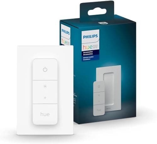 PHILIPS Hue Smart Dimmer Switch with Remote, White, 1 Pack, Turns Hue Lights On, Off, Dims or Brightens, Smart Home Control, Requires Bridge, Easy, No-Wire Installation