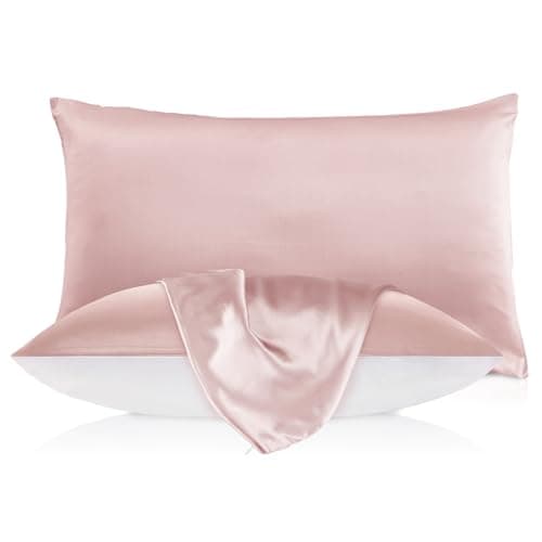 LILYSILK Natural Silk Pillowcase for Hair and Skin with Cotton Underside Standard 20x26 Inch Rosy Pink 1pc 19 Momme