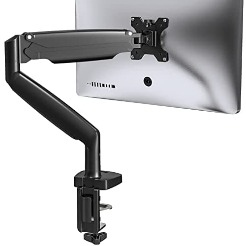 UPGRAVITY Sinlge Monitor Mount for 13 to 34 inch Flat/Curved Computer Screen, Gas Spring Ultrawide Monitor Arm Holds up to 26.5 lbs, Clamp & Grommet Base, VESA 75x75/100x100mm, Black