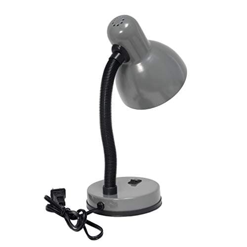 Simple Designs LD1003-GRY Basic Metal Desk Lamp with Flexible Hose Neck for Office, Living Room, Bedroom, College Dorm, Bookshelf, Gray 10