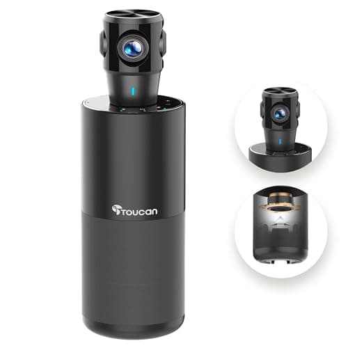 TOUCAN 360-Degree Video Conference Camera, 1080p HD Webcam with 4 Noise Reduction Mics, Speaker, AI Tracking, Works with Zoom, Google Voice, Microsoft Teams and More, for PC/Mac/Tablet