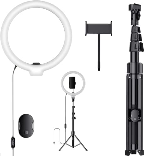 Fugetek 12" Selfie Ring Light with 68" Aluminum Tripod Stand, Bluetooth Remote, Extendable, for Video, Photos, Make Up, 3 Color Mode Controller, USB Powered, Apple & Android Compatible 8