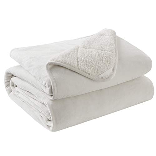10lb Soft Sherpa Weighted Throw Blanket, Reversible Fuzzy Fleece Weighted Blankets for Teens & Adults, 50x60 for Couch and Bed Use, Luxury Dual-Sided Comfort, White Ivory