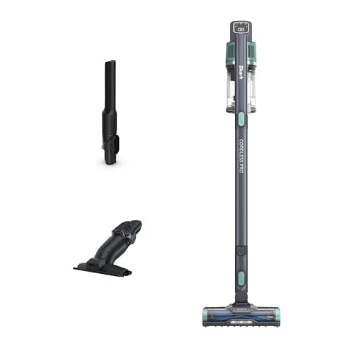 Shark IZ631H Cordless Pro Vacuum with PowerFins and Self-Cleaning Brushroll, Includes Upholstery Tool & Crevice Tool, Up To 60 Minute Runtime, HEPA Filtration, Cordless Vacuum, Dark Grey/Mojito