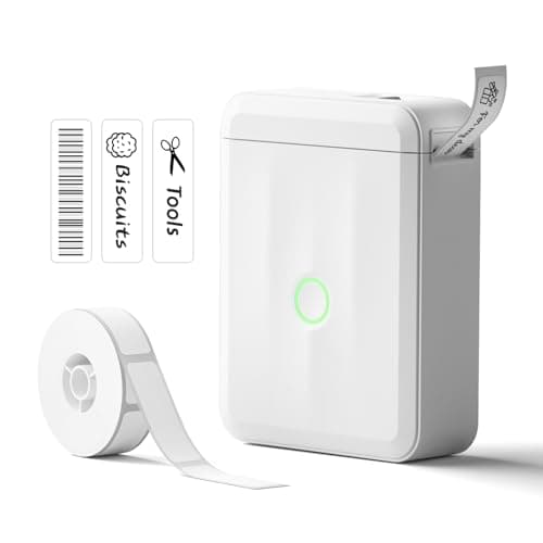 NIIMBOT Label Maker Machine Bluetooth Label Printer for School Home Office Organization, Wireless Mini Labeler D110 Upgraded Version, Label Machine with 1 Label Tape, White