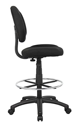 Boss Office Products B1615-BK Ergonomic Works Drafting Chair Without Arms in Black, Mid-Back 7