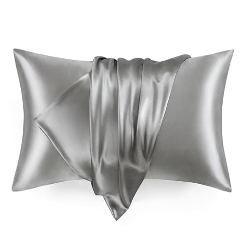 Love's cabin Satin Pillowcase Set of 2 Queen Size 20x30, Cooling Pillow Covers for Hair and Skin, Silky Smooth with Envelope Closure, Similar to Silk, Dark Grey