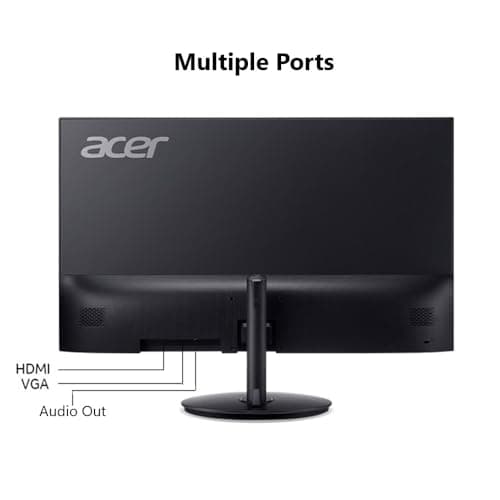 Acer SH242Y Ebmihx 23.8" FHD 1920x1080 Home Office Ultra-Thin IPS Computer Monitor AMD FreeSync 100Hz Zero Frame Height/Swivel/Tilt Adjustable Stand Built-in Speakers HDMI 1.4 & VGA Port 8