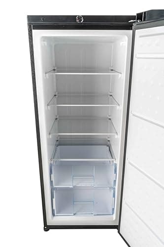 Frigidaire 10 Cu. Ft. Upright Convertible Fridge/Freezer, Reversible Door, Removable Glass Shelves, Adjustable Controls, Platinum Finish 10