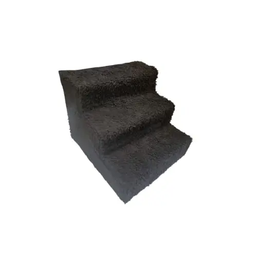 ZENVY Pet Steps | 3-Step Non-Slip Fleece Covered Pet Steps for Small Dogs and Cats (Black)