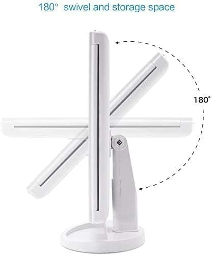 Flymiro Tri-fold Lighted Vanity Makeup Mirror with 3x/2x Magnification,21 LEDs Light and Touch Screen,180 Degree Free Rotation Countertop Cosmetic Mirror,Travel (White) 9