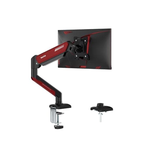 NearHub Gaming Monitor Mount for Computer Screen 13-32" and up to 22 lbs,360° Rotation,+90° to -45° Tilt,180° Swivel,with C Clamp and Grommet Base,Integrated Cable Management,75x75/100x100 VESA,RED