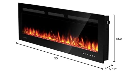 Silonn 50-Inch Smart Electric Fireplace Heater - 5300 BTU, WiFi-Enabled with App & Remote Control, Ultra-Slim Design (Wall-Mounted/Recessed) - 20 Flame Colors, Built-in Timer 8