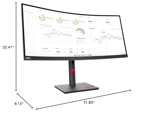 Lenovo ThinkVision T34w-30 34" Class UW-QHD Curved Screen LED Monitor - 21:9 - Raven Black 8