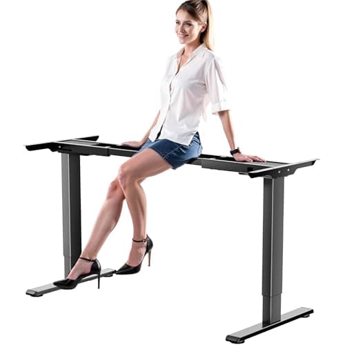 GallopFun Dual Motor Electric Standing Desk Frame for 43.3 to 70.8" Table Tops, 330lbs Weight Capacity,Ergonomic Standing Height Adjustable Base with Memory Controller,Black Frame Only