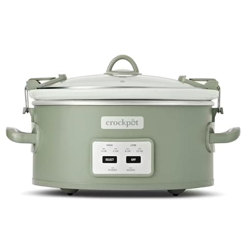 Crock-Pot Locking Lid 6qt Cook and Carry Programmable Slow Cooker Moonshine Green (Green)
