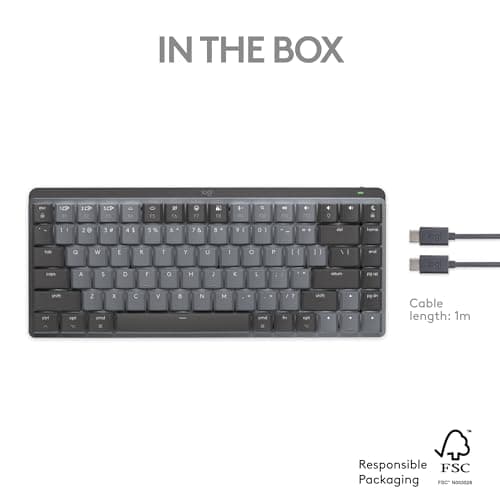 Logitech MX Mechanical Mini for Mac Wireless Illuminated Keyboard, Low-Profile Performance Switches, Tactile Quiet Keys, Backlit, Bluetooth, USB-C, Apple, iPad - Space Grey 12