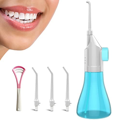 Water flossers for Teeth,Water flosser Portable for Braces,Manual Water flosser Cordless,Dental Floss for Bridges,Teeth Cleaning kit (3 Heads)