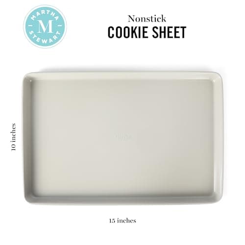 Martha Stewart Gallen 15 x 10 Inch Nonstick Carbon Steel Cookie Sheet – Cool Grey, Durable Bakeware for Even Baking and Easy Cleanup 2