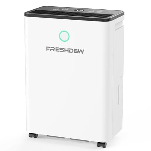 FRESHDEW Dehumidifier, 50 Pints Dehumidifiers for Home, 4500 Sq. Ft Dehumidifiers with Drain Hose, 0.66 Gallon Water Tank for Basement Bathroom Bedroom, 24H Timer