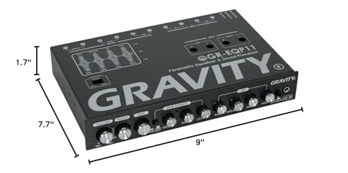 Gravity GR-EQP11 Digital Bass Machine 1/2 Din 9V 4-Way Car Parametric Equalizer w/Front, Rear + Sub Output and Night Illumination 7