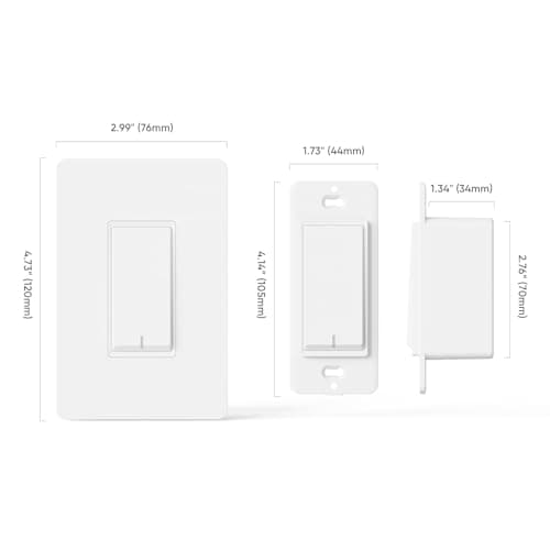 TREATLIFE Smart Light Switch Single Pole Works with Alexa, Google Home and SmartThings, 2.4GHz WiFi Timer Smart Switch, Neutral Wire Required, No Hub Required, FCC Listed, 4 Pack 9