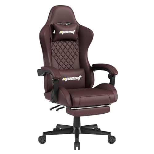 Opiesit Gaming Chair, Computer Office Chair with Footrest, Linkage Armrests and Lumbar Support, High Back Ergonomic Gamer Chairs for Adults, Blue Fabric 8