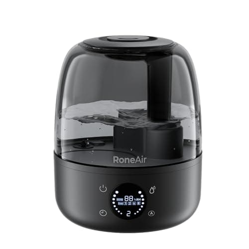 RoneAir Humidifiers for Bedroom Large Room Home, 3L Cool Mist Humidifiers for Baby Nursery & Plants, Ultrasonic, Oil Diffuser, Timer, Auto Shut-Off, 360° Nozzle, 26dB Quiet, Automatic Mode