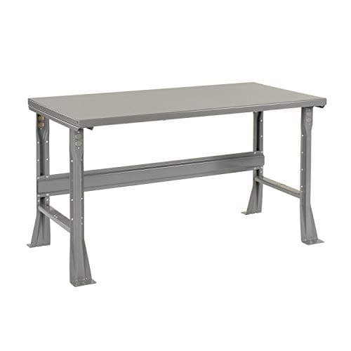 Global Industrial Fixed Height Workbench with C-Channel Flared Leg, Steel Top with Square Edge, 60" W x 30" D x 34" H, 2000 Lbs. Capacity, Gray, Industrial Workbench