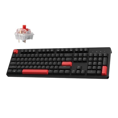 LEMOKEY X3 Wired Mechanical Gaming Keyboard, 100% Layout with QMK/VIA Programmable Keyboard, Red Switch，Red Backlit for Windows