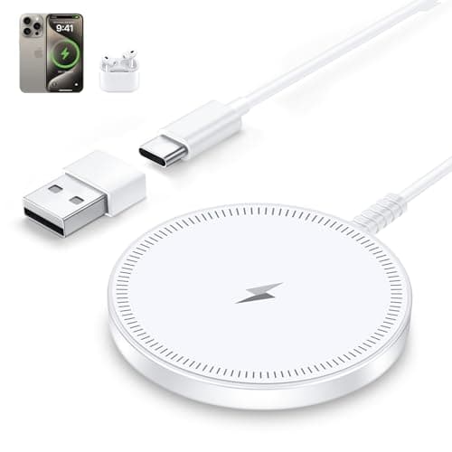 MagSafe Charger Magnetic Wireless iPhone Charge Compatible with iPhone 17 Pro Max Air 16 15 14 Pro Max Plus 13 12 Pro Max & AirPods 4 3 2 Pro - Charging Pad Dock for Travel Home Office