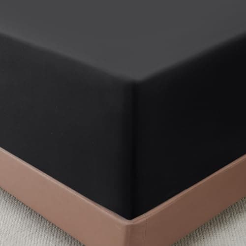 ChiXpace Extra Deep Queen Fitted Sheet - Deep Pocket Single Fitted Sheet Fits 18 inch to 24 inch Mattress, Ultra Soft Bottom Sheet for Queen Size Bed, Black, 60" x 80" 6
