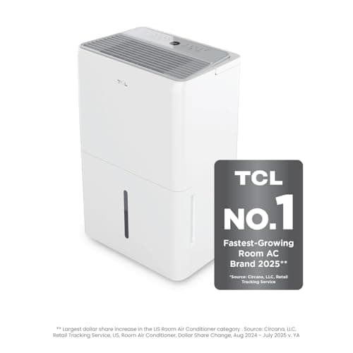 TCL 2000 Sq. Ft. Smart Dehumidifier, Energy Star Most Efficient 2024, Ultra-compact, 25 Pints Per Day, Ideal for Basements, Rooms, and Other Living Spaces, Works with Alexa/Google Assistant – H25D44W 10