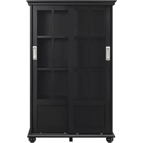 Ameriwood Home Aaron Lane Bookcase with Sliding Glass Doors, Black 8