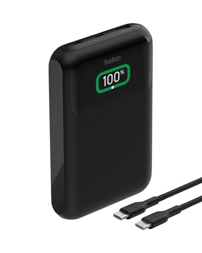 Belkin Portable Charger, 3-Port Laptop Power Bank 20000 mAh - USB-C & USB-A Ports, 65W iPhone Charger Fast Charging - MacBook, Apple iPhone 17, iPad, Samsung Galaxy S25, Nintendo Switch 2, etc - Black