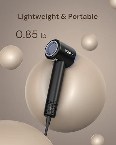 VOLGTIA Hair Dryer Blow Dryer with Diffuser for Curly Hair, 110000 RPM Professional High Speed Ionic Hairdryer for Frizz Control, Ultra-Fast Drying, 6.5 ft ALCI Cord, Low Noise, Magnetic Attachments 6