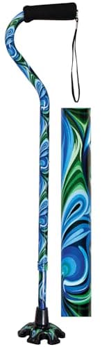 Essential Medical Supply Couture Offset Fashion Cane with Matching Standing Super Big Foot Tip, Swirl Style