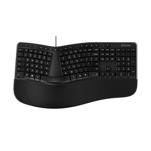 Incase Ergonomic Keyboard – Designed by Microsoft – Refined Ergonomic Design, Built-in Shortcuts Keys, Layered Palm Rest for Elevated Wrist Support, Integrated Number Pad – Black