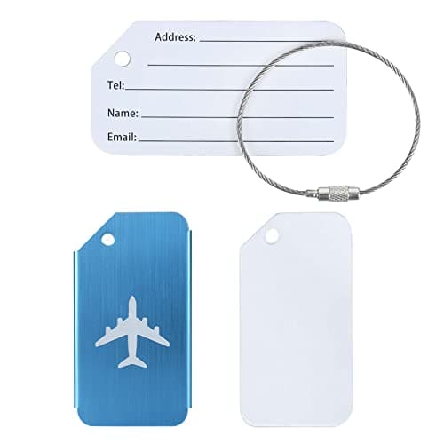 WeBravery Metal Suitcase Tags Travel Bag ID Identifier Aluminum Luggage Tag (4PCS-Blue) 5